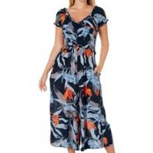 Patrons of Peace floral guaze smocked jumpsuit size medium